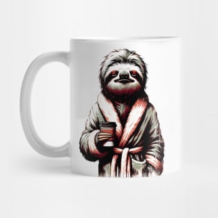 Unimpressed Sloth Sips Coffee: Funny Lazy Sloth T-Shirt Mug